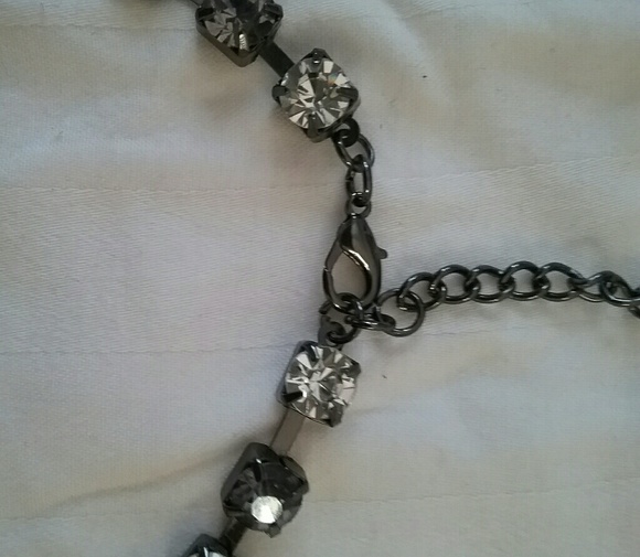 Black Steam Punk Necklace with Crystals - Picture 3 of 4